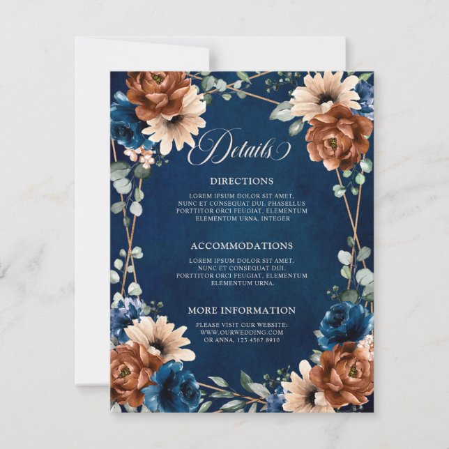 Geometrische Detailkarte für die Terracotta Navy Einladung (Vorderseite)