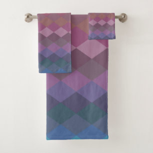 Geometrische Diamantformate in den Farben des gesc Badhandtuch Set