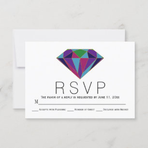 Geometrische Diamantschmucktöne Hochzeitskarte RSVP Karte