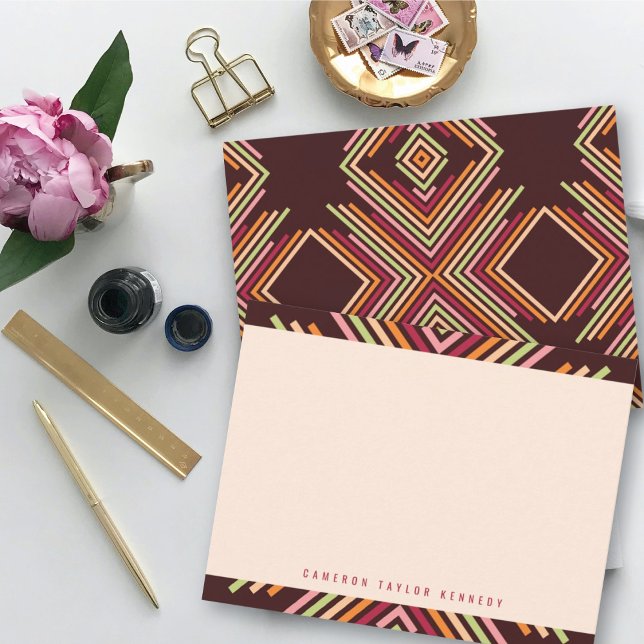 Geometrische Diamond-Mod Streifen Moderner Abschlu Dankeskarte (Von Creator hochgeladen)