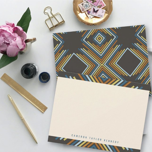 Geometrische Diamond-Mod Streifen Moderner Abschlu Dankeskarte (Von Creator hochgeladen)