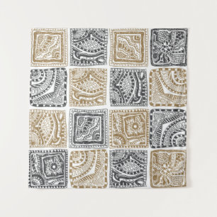 Geometrische Doodle, vintage abstraktes Muster. Wandteppich