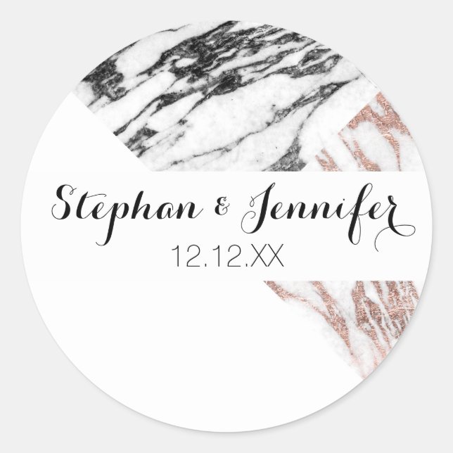 Geometrische Dreiecke aus Schwarz-weißer Rose, Gol Runder Aufkleber (Vorderseite)