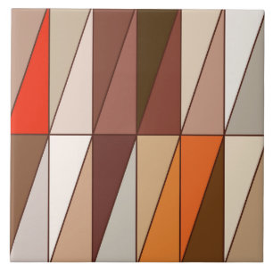 Geometrische Dreiecke, Beige, Brown, Rot, Gold Fliese