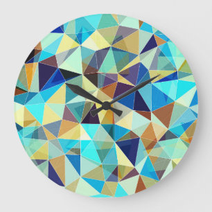 Geometrische Dreiecke: Farbiges Abstraktes Muster Große Wanduhr