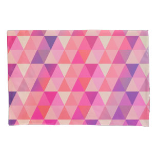 Geometrische Dreiecke in Lila rosa Orangenfarben Kissenbezug