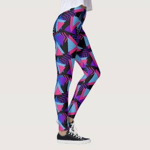Geometrische Dreiecke Rosa Türkisblau Leggings