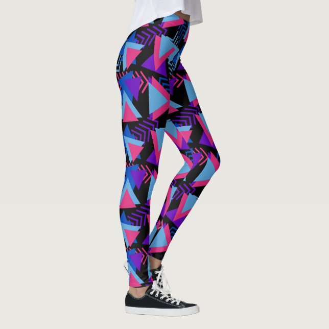 Geometrische Dreiecke Rosa Türkisblau Leggings (Rechts)