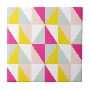 Geometrische Dreiecke Rosa Und Gelbes Muster Fliese