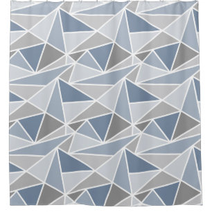 Geometrische Dreiecke, Schiefer Blau und Grau Duschvorhang