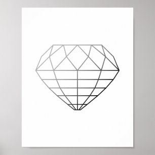 Geometrische Druckfarbe Grau und Schwarz Diamond Poster