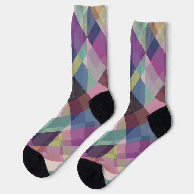 geometrische dunkle Schattierungen Muster Socken (Linkes Detail)