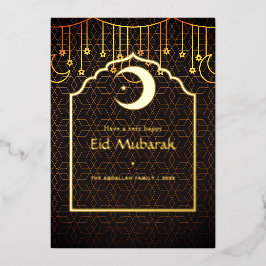 Geometrische Eid Mubarak Foil Holiday Card Folien Feiertagskarte
