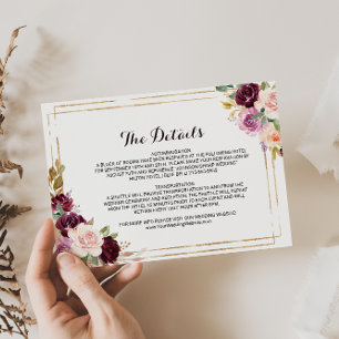 Geometrische Einsteckkarte für Burgundy-Hochzeitde Einladung