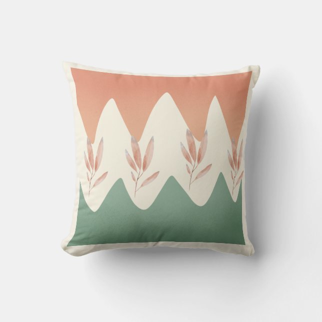Geometrische Elegance Leafy Square Kissen (Vorderseite)