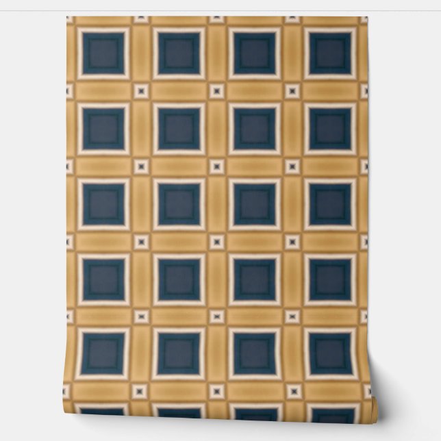 Geometrische Eleganz der Marine und Gold Tapete (Abrollen)