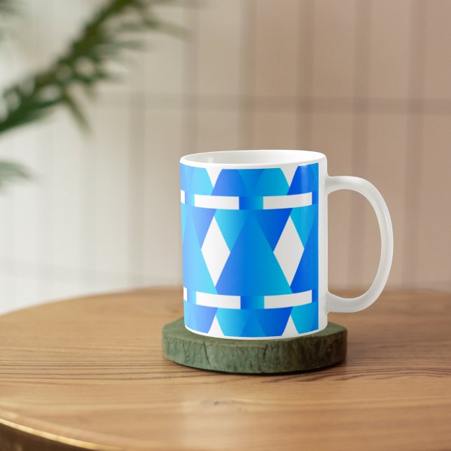 Geometrische Eleganz: Die blaue Diamant-Muster-Tas Kaffeetasse (Von Creator hochgeladen)
