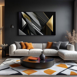 Geometrische Eleganz Gold & Schwarz Leinwanddruck