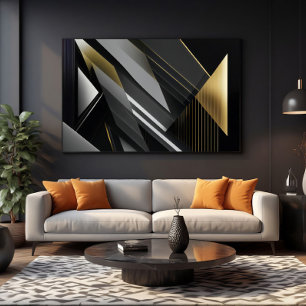 Geometrische Eleganz Gold & Schwarz Poster