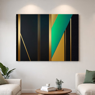 Geometrische Eleganz Gold und Smaragd Poster