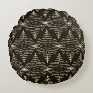 Geometrische Elemente, vintage nahtloses Ornament. Rundes Kissen