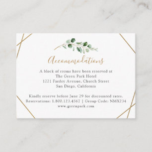 Geometrische Eukalyptus-Grünanlage Unterkunft Begleitkarte