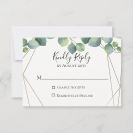 Geometrische Eukalyptus Wedding RSVP Card