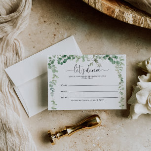 Geometrische Eukalyptus Wedding Song Request Card RSVP Karte