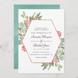 Geometrische Eukalyptus-Weihnachtszeit Einladung