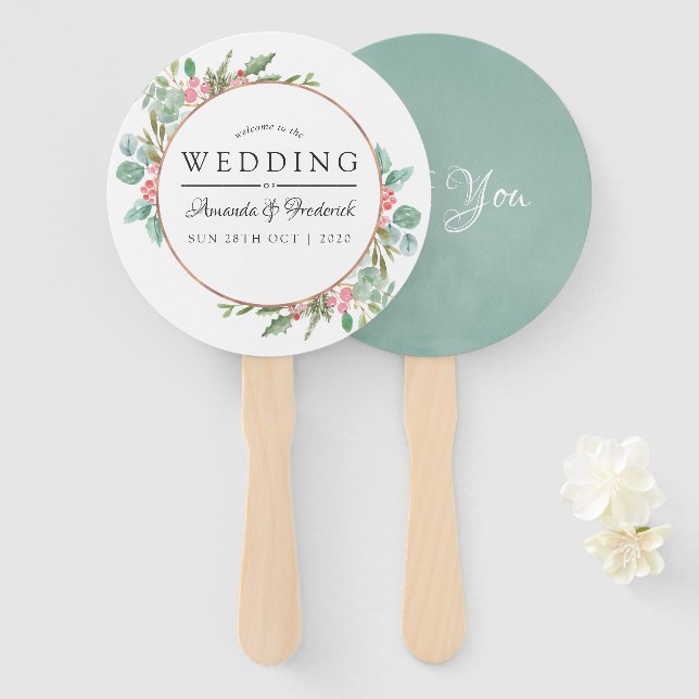 Geometrische Eukalyptus-Weihnachtszeit Fächer (Vorne und Hinten)