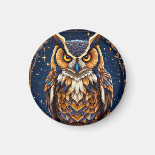 Geometrische Eule Künstlerisches Vogeldesign Magnet