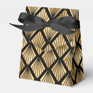 Geometrische Fans aus Gold und Black Art Deco Geschenkschachtel