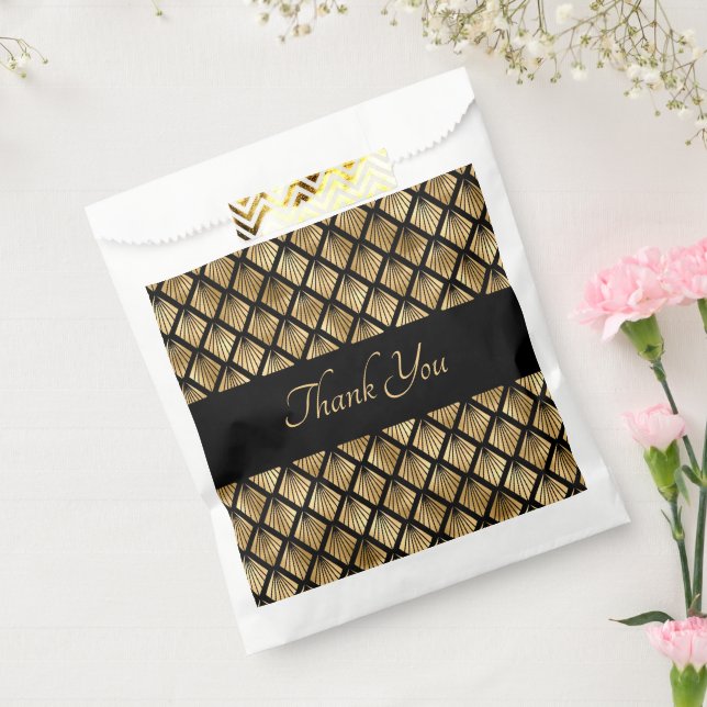 Geometrische Fans des eleganten Goldes und Schwarz Geschenktütchen (Versiegelt)