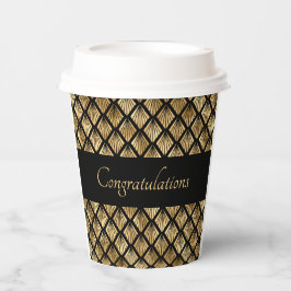 Geometrische Fans des eleganten Goldes und Schwarz Pappbecher