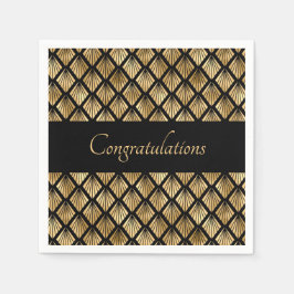 Geometrische Fans des eleganten Goldes und Schwarz Serviette