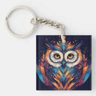 🦉 Geometrische Farb-Eulen-Kunst-Geschenk 🦉 Schlüsselanhänger