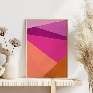 Geometrische Farbblockformen in Lila Magenta Poster