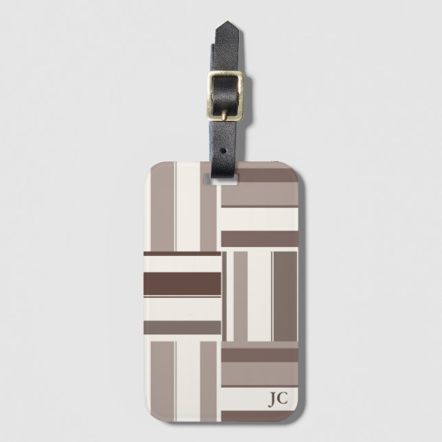 Geometrische FarbblockRechtecke - braun und beige Gepäckanhänger (Vorderseite Vertikal)