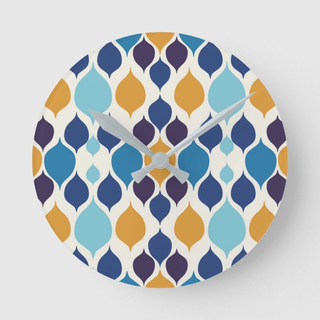 Geometrische Farben des Mitteljahrs der 60er Jahre Runde Wanduhr (Vorderseite)