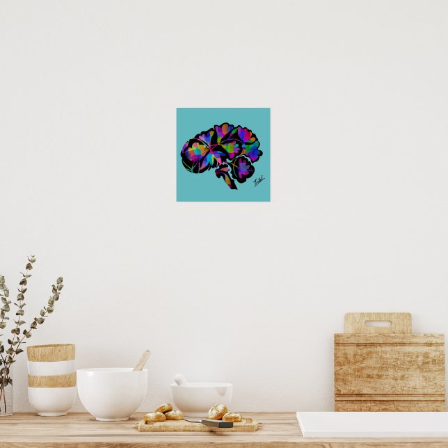 Geometrische Farben und Blumenposter Poster (Küche)