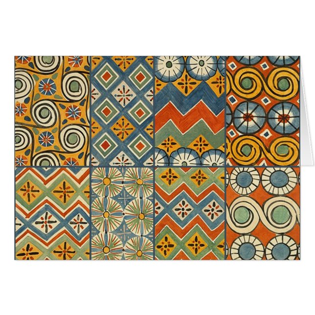 Geometrische farbenfrohe antike ägyptische Grafik (Vorderseite (Horizontal))