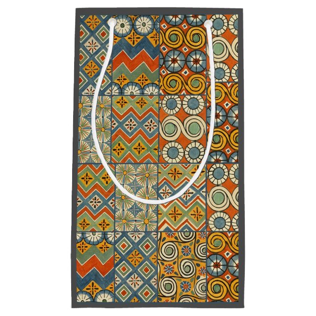 Geometrische farbenfrohe antike ägyptische Grafik Kleine Geschenktüte (Vorderseite)