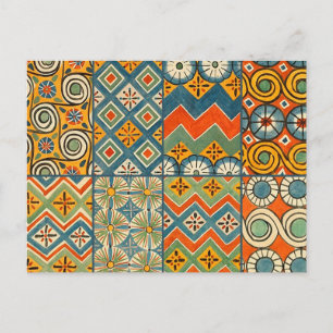 Geometrische farbenfrohe antike ägyptische Grafik Postkarte