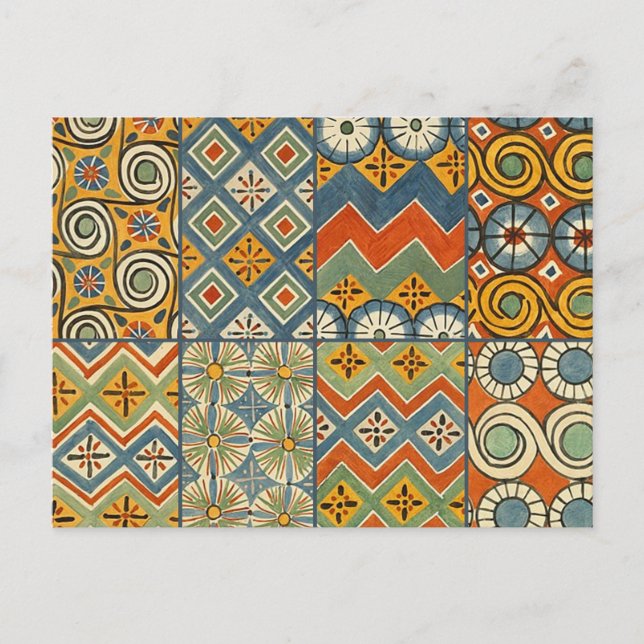 Geometrische farbenfrohe antike ägyptische Grafik Postkarte (Vorderseite)