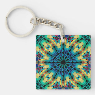 Geometrische farbenfrohe Formen Mandala Schlüsselanhänger