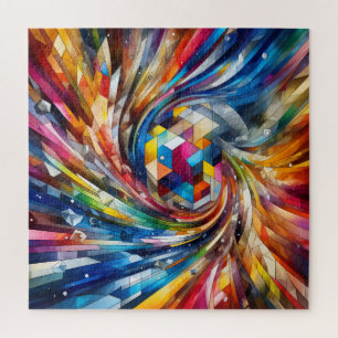 Geometrische farbenfrohe Spirale Puzzle
