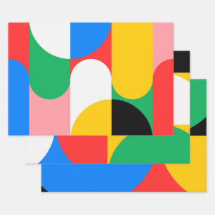 Geometrische Farbgebung Moderner Chic Cool Geschenkpapier Set