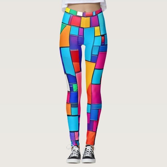Geometrische Farbkunst Leggings (Vorderseite)