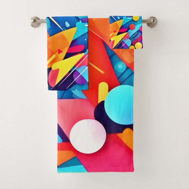 Geometrische FarbSymphonie Badhandtuch Set (Insitu)