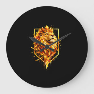 Geometrische Feuer Löwenkrone Große Wanduhr